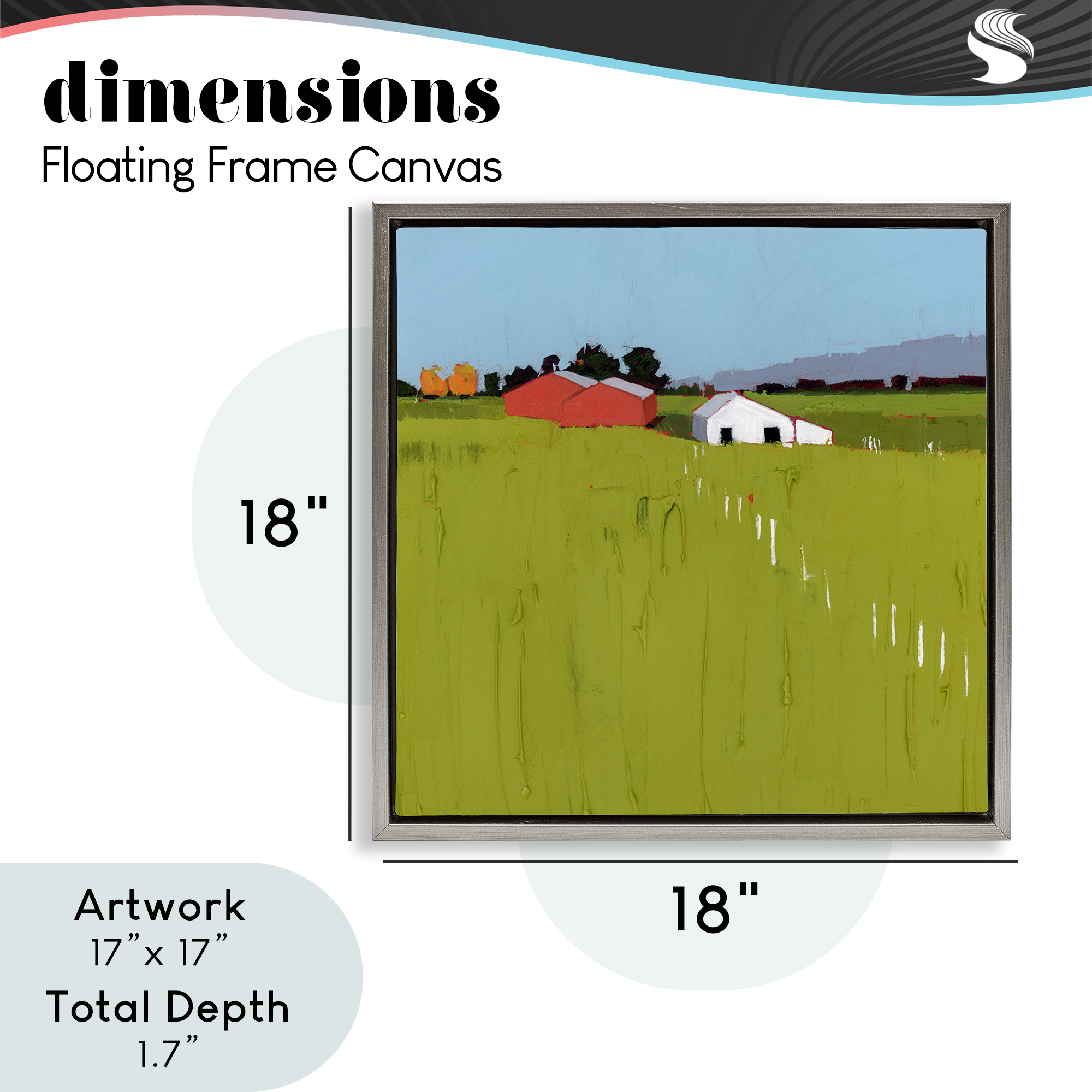 Pastoral Fence Line Gray Framed Floater Canvas Wall Art, design by Ruth LaGue