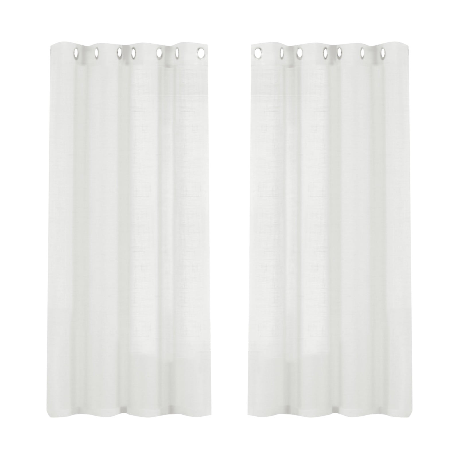 white Linen Textured Curtains 62 Inch Long 2 Panels for Living Room Grommet Top Light Filtering Window Drapes for Bedroom Heathered Gray