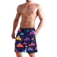 thumbnail image 2 of Dailycode Men's Quick Dry Swim Trunks Beach Shorts Casual Summer Board Shorts with Pockets, Colorful Cartoon Clouds, 2 of 8