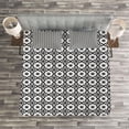 thumbnail image 3 of Ambesonne Moroccan Quilted Bedspread Set 3 Pcs, Monochrome Tile Design, Queen Size, Black White, 3 of 3