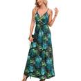 thumbnail image 1 of Vestido de Verano 2025 para Mujer, con Estampado Floral, Lazo Frontal, Tirantes Finos, Informal, Bohemio, , Suelto, Verde Talla S, 1 of 6
