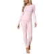 thumbnail image 1 of Conjuntos de ropa interior térmica para mujer INSPIRE CHIC con agujeros para los pulgares, manga larga y leggings, pijama de capa base para el frío de invierno, color rosa, 1 of 6