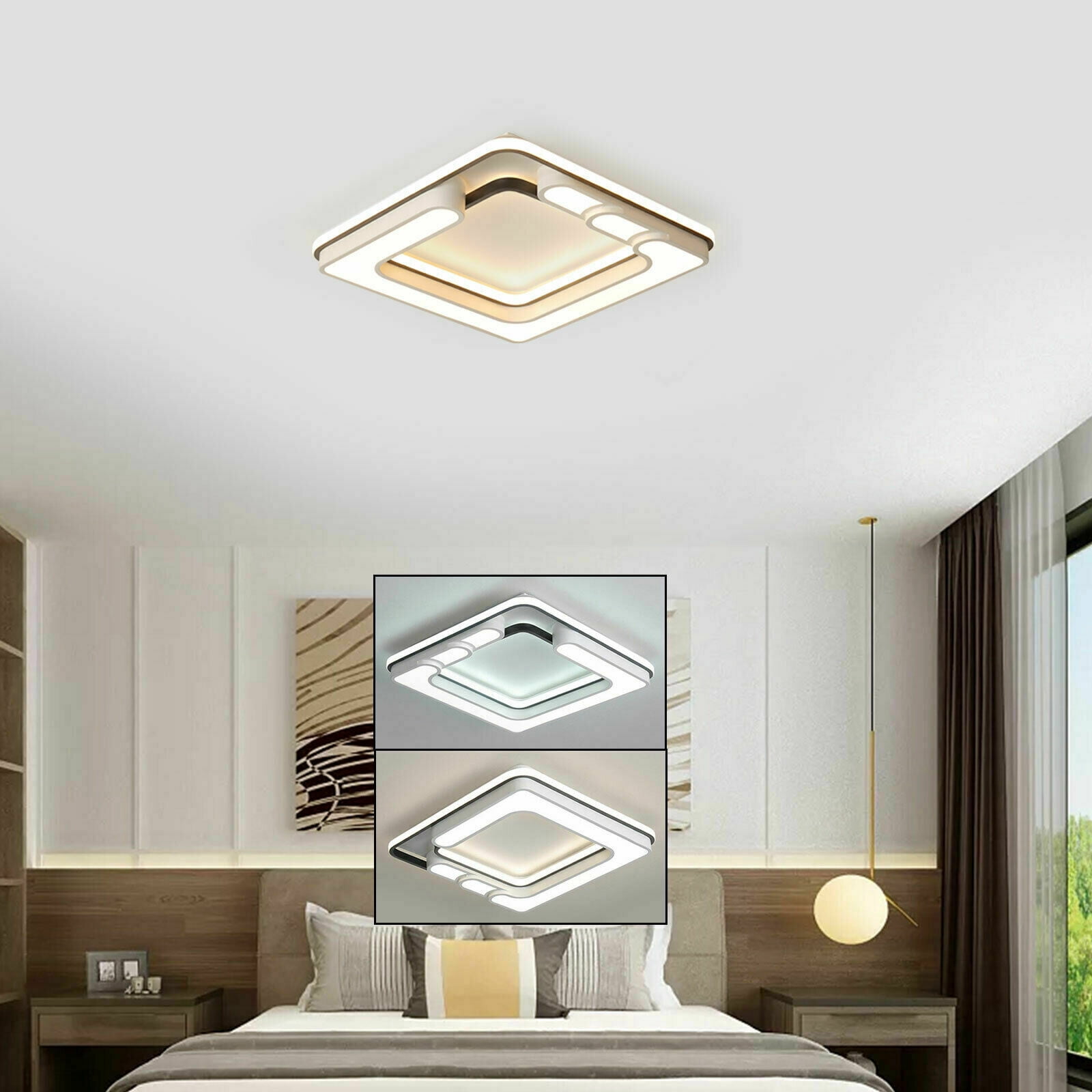 MONIPA LED Ceiling Light, Remote Control Ceiling Light Fixture LED 32W Dimmable Close to Ceiling Lights Flush Mount 15.7Inch Night Lamp