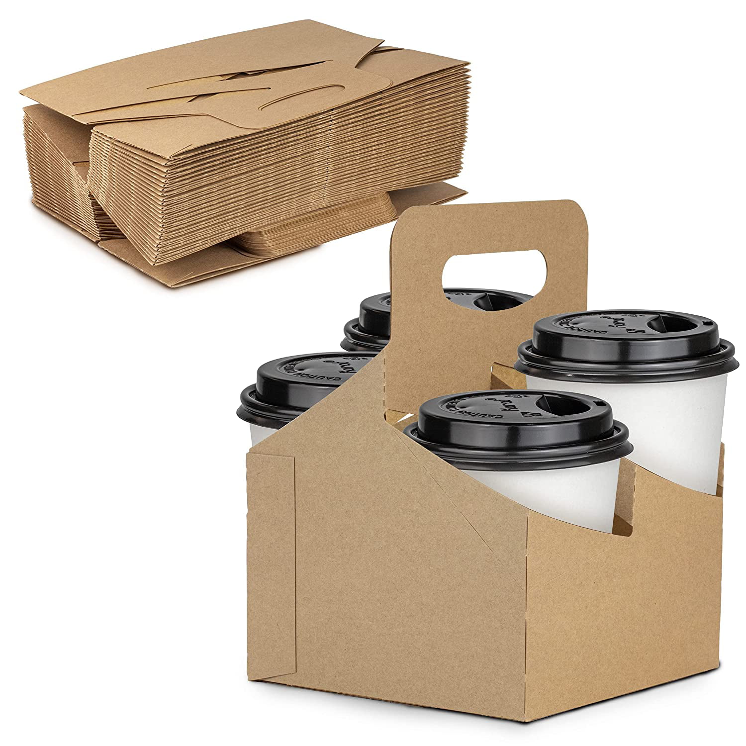 4 Cup Tray Holder Paper Cardboard Carrier Tea Coffee Hot & Cold Drinks Paper Cup 