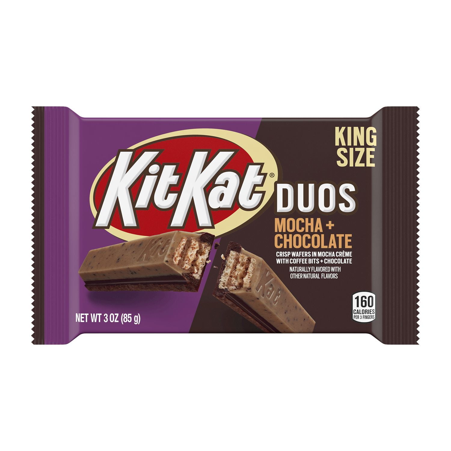 KIT KAT®, DUOS Mocha Flavored Creme, Chocolate and Coffee Bits King Size Wafer Candy, 3 oz, Bar