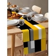 thumbnail image 6 of Ldtrchee Yellow Grey White Table Runner 60 Inches, Modern Abstract Retro Middle Century Bed Runner Dresser Scarves Tabletop for Indoor Outdoor Parties/Ceremony/Banquet, 13" x 60", 6 of 8