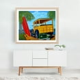 thumbnail image 4 of Beach Day - Painting Surfboard Beach Vintage Palm Tree Tropical Ocean Classic Car Oak Framed Wall Art Print 16 x 20 inches, 4 of 5