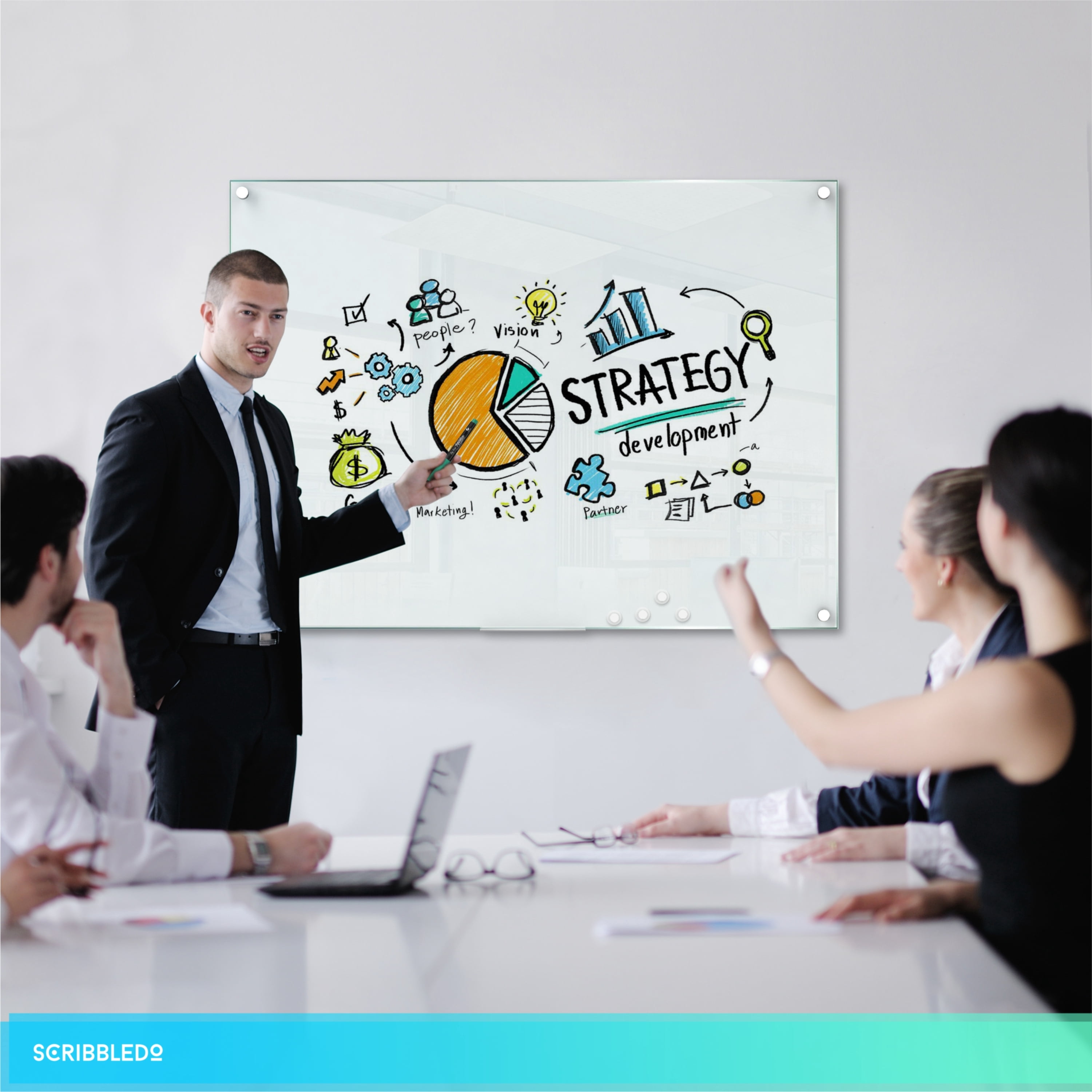 Magnetic Glass Whiteboard - Glass Dry Erase Board 36x48 Large Frameless Glass Board for Walls Office School and Home
