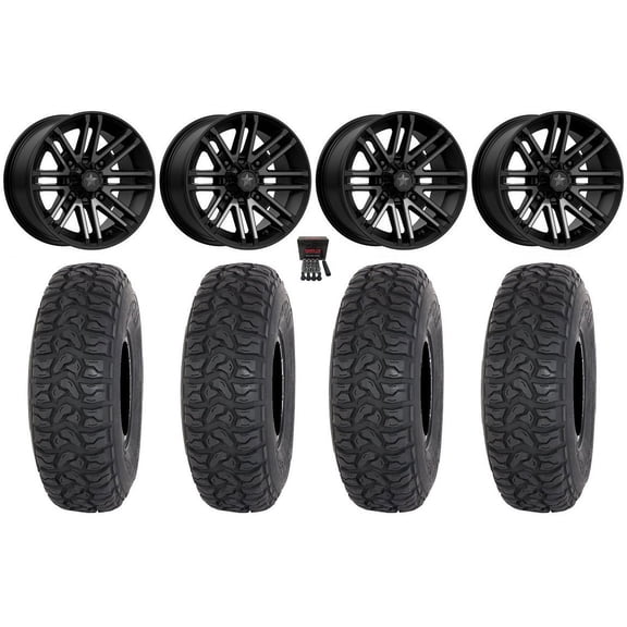 MSA Rogue 15" Wheels Black 35" Chicane LT Tires Kawasaki Teryx Mule