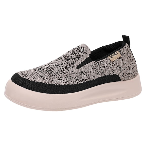 XIMIN Women's Mesh Loafers Chunky Sole Slip-On Sneakers, Non-Slip Soft Sole Comfort Lightweight Breathable Travel Daily Fashion Shoes (Black, 6)