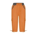 thumbnail image 4 of QIJUNTUO Women's Multi Pocket Cargo Shorts Summer Lightweight Overalls Thin Loose Fit High Waist Casual Streetwear Comfort Shorts Orange, 4 of 6