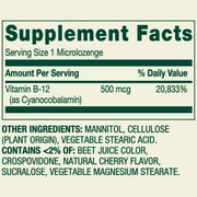 Spring Valley Sublingual Vitamin B12 Supplement, Cherry Flavor, 500 mcg, 200 Count, Microlozenges for Metabolism Support