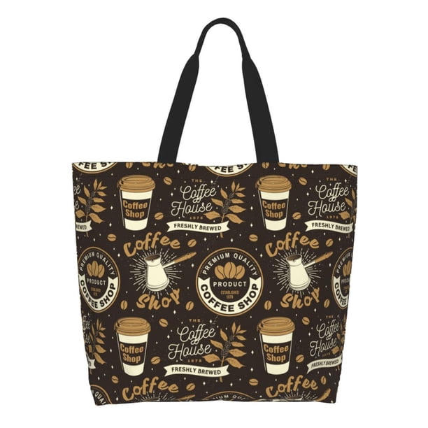 Balery coffee shop house Bolsa Tote Estilo Estético con Cremalleras, Bolsa de Hombro, Bolsa de Compras Grande y Plegable