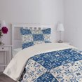 thumbnail image 4 of Ambesonne Navy White Quilted Coverlet 2 Pcs, Portuguese Mosaic, Twin Size, Navy Blue White, 4 of 5