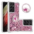 thumbnail image 1 of Funda para Samsung Galaxy S21 Ultra 5G con Brillo Líquido Flotante, Purpurina, Parachoques y Anillo Giratorio Soporte, 1 of 5