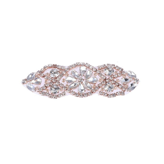 LOLIPPYY 2 Pieces Women's Girdle Applique Bridal Embellishments Clear Glass for Hair Veils and Brooch Accessories
