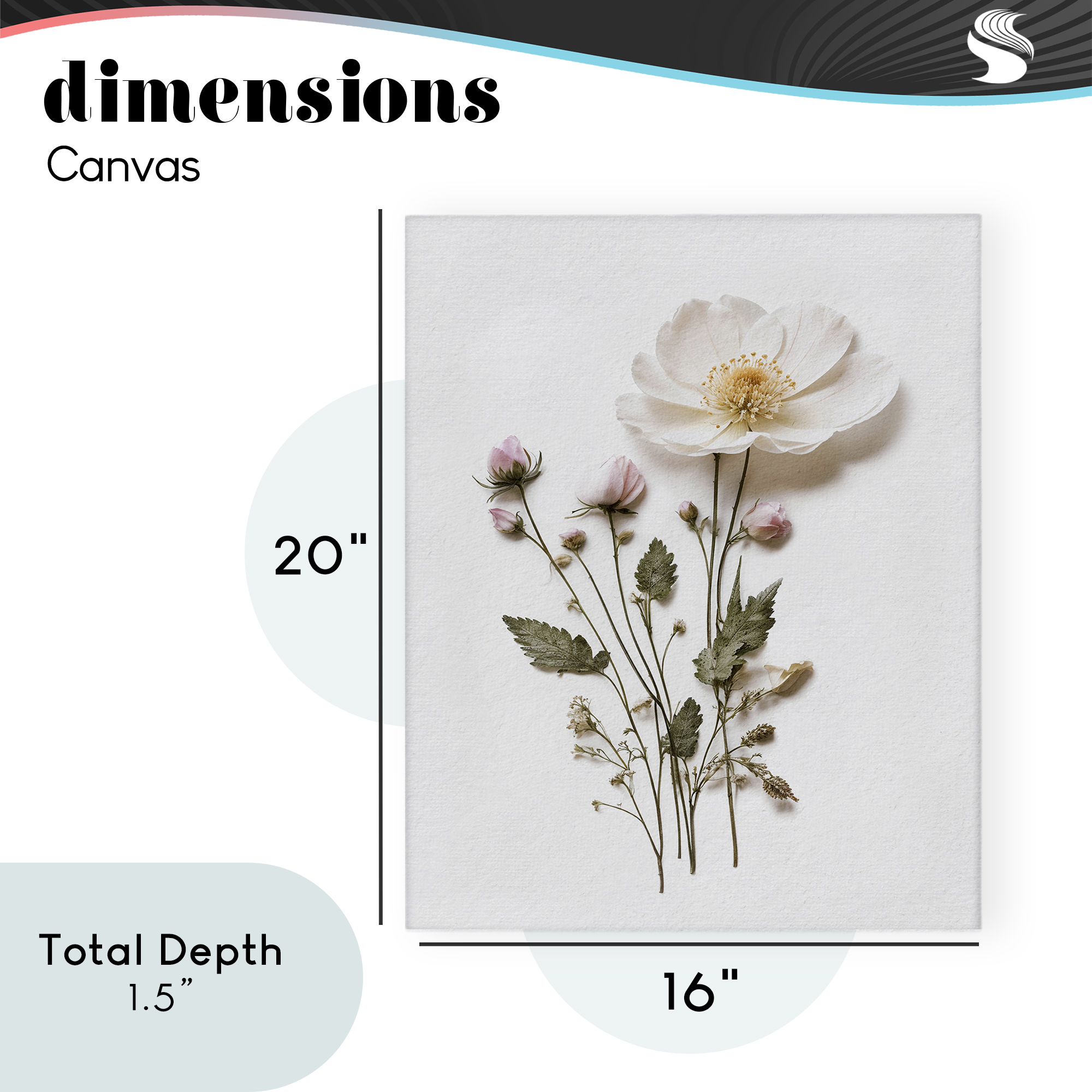 Simple Pressed Flowers Canvas Wall Art, design by Lettered and Lined