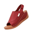 thumbnail image 2 of KEVCHE Strappy Wedge Sandals for Women, Dressy Summer Ankle Strap Open Toe Arch Support Sandals, Casual Comfortable Vacation Shoes, Plus Size Buttoned Peep Toe Sandals, 2 of 6