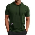 thumbnail image 2 of Wyobmus Men's Short Sleeve Hoodie Workout Gym Sweatshirt Muscle Fit Fashion Sport Hoodies Pullover Drawstring Hooded Shirts Olive Green, 2 of 6