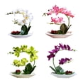 thumbnail image 3 of Billuyoard Orquídeas artificiales Plantas de flores falsas Hermoso conjunto de bonsái Ramo de flores Toque real realista Hotel en casa Decoración Blanco Billuyoard HA084548-01, 3 of 6