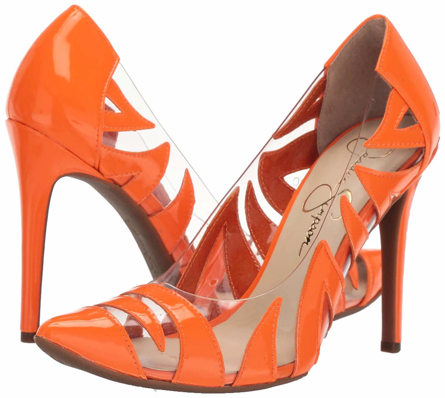 Jessica Simpson PALMRA Pump Neon Orange Clear Pointed Toe Stiletto Pumps - image 5 of 5