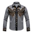 thumbnail image 4 of CONZONE Mens Western Cowboy Shirts Long Sleeve Buttons Down Shirts for Men Trendy Embroidered Lapel Soft Lightweight Tops, 4 of 4