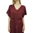 thumbnail image 3 of Bimba Women's Wine Rayon Loose Plain Long Maxi Casual Dress With Drawstring-20, 3 of 4