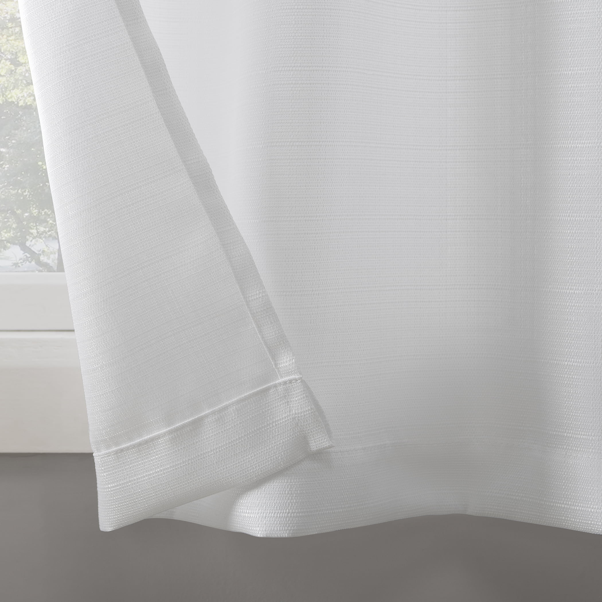 Mainstays Solid Semi Sheer Curtain Tier Pair and Valance Set, 3 Piece Ready Made Kitchen Curtains, White, 54" W x 24" L
