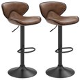 thumbnail image 1 of Costway Ensemble de 2 Tabourets de Bar Réglables Pivotants Chaises de Bar Cuisine Rétro Marron, 1 of 10