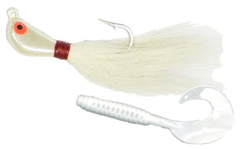 (2 pack) Ocean Logic Striper Fishing Jig with Eel, Color White, Size 2 oz.