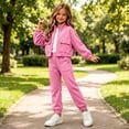 thumbnail image 5 of WAVSUF Girls Sweatshirt Outfits Long Sleeve Jacket and Jogger Sweatpants with Pockets Fall Casual Warm Sets 2 Piece Pink 7-8, 5 of 8