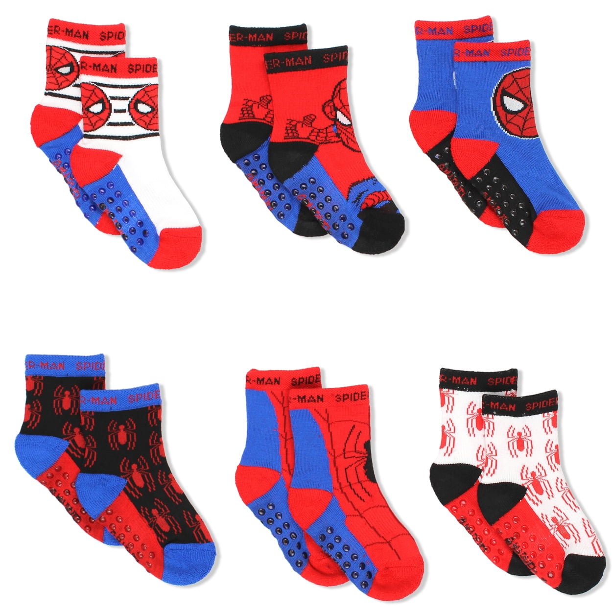 Super Hero Adventures Spider-Man Boys 6 pack Athletic Crew Socks Baby//Toddler