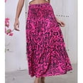thumbnail image 5 of Womens Maxi Skirt 2025 Casual Flowy Elastic High Waist Long Skirts with Pockets Summer Beach Style Hot Pink M, 5 of 6