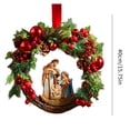 thumbnail image 2 of Christmas Wreath, Wall Hanging Ornament Merry Xmas Front Door Decorative Wreath Artificial Pine Garland for Outdoor Indoor Home Christmas Holiday Party Decor, 2 of 3