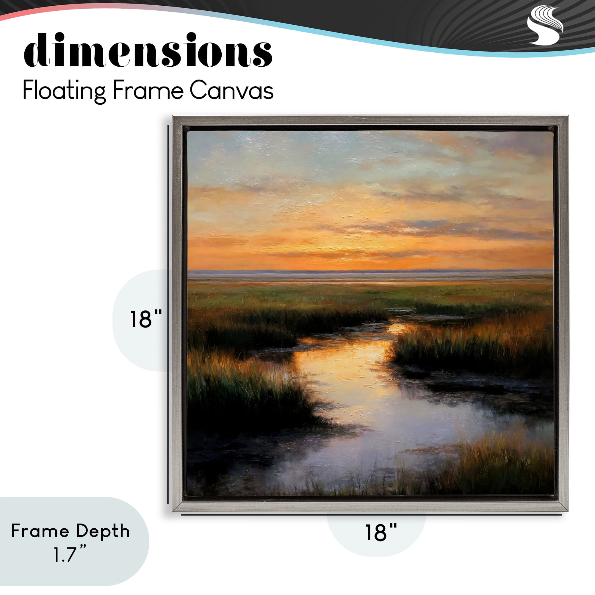 Stupell Industries Warm Marshland Sunset Gray Framed Floater Canvas Wall Art, design by Petal Prints Design