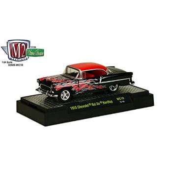 1955 Bel Air Hardtop (New 1:64 WILD-CARDS SERIES 10 ASSORTMENT - Black 1955 CHEVROLET BEL AIR HARDTOP Diecast Model Car By M2)