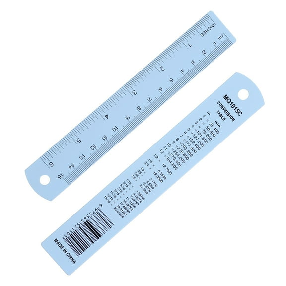 6 Inch Metal Ruler, Aluminum Alloy Metric Ruler with Inches and Centimeters Precision Measuring for Office Engineering Drafting, Blue