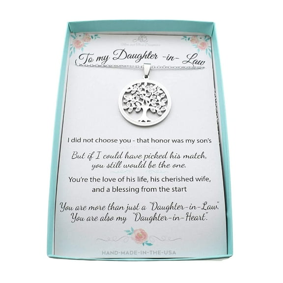 Tree of Life Necklace. Daughter-In-Law Gift. Bridal Shower Gift From Mother-In-Law to Be. Stainless Steel Jewelry. Family Tree