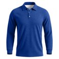 thumbnail image 4 of Sewkxo Men’s Casual Polo Shirt Long Sleeve waffle Button Collared Polo Knit Stretchy Golf Pullover Sweaters,Royal Blue M, 4 of 5