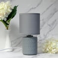 thumbnail image 5 of Simple Designs 10.04" Chic Glow Mini Floral Patterned Ceramic Table Lamp, Monochromatic Drum Shade, For Bedroom, Office, Living Room, Kids Room, Modern Home Décor, Gray, 5 of 6