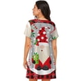 thumbnail image 2 of Bixox Gnome And Buffalo Plaid Pattern Women's Nightgown, Soft & Breathable Sleepwear, Round Neck Knee-Length Pajama Dress,Loungewear for Home & Sleep, 2 of 7