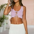 thumbnail image 1 of Ladies Cami Top Crew Neck Navel Exposed Solid Color Streetwear Suit Daily Outfit, 1 of 8