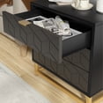 thumbnail image 4 of Nightstand with 3 Storage Drawer, Modern Bedside Table with Golden Base & Handle, 4 of 6