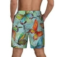thumbnail image 2 of Lsque Mens Swim Trunks Retro Seamless Flying Butterflies Pattern - Bathing Suit Compression Liner - Beach Swim Shorts Swimwear - (S-3XL) - Stretch Quick Dry -X-Large, 2 of 9