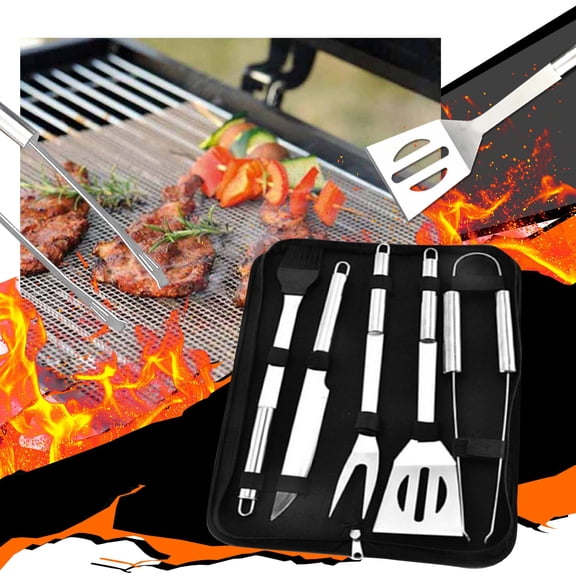 Homesteed 3pc Grill Accessories BBQ Tool Set Grilling Utensils Kit Barbecue Cooking Tools with Portable Case for Outdoor Kitchen Party Gift
