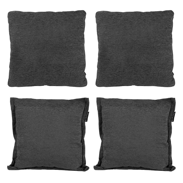 Set de 4 Cojines (2 Cuadrados + 2 Cuadrados Grandes) Gris Carbon