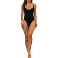 thumbnail image 2 of Unique Bargains Women's Deep V Neck Leotard Bodysuit Tummy Thong Full Shapewear S Black, 2 of 6