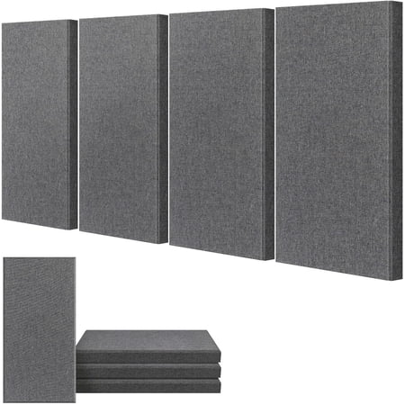 4 PCS Acoustic Panels, 2“ Thick 23.6" x 11.8" Fiberglass Sound Absorbing Panels, Soundproof Panels for Studios, Office, Home Theater. Charcoal Grey