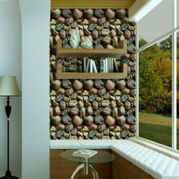 Taykoo PVC Brick Waterproof Wallpaper 3D Imitation Rock Stone Wall Paper Self-Adhesive