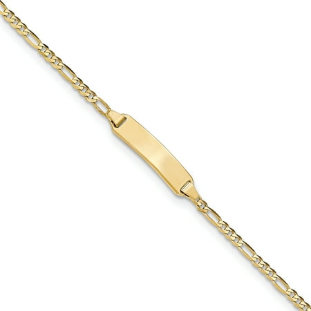 14k Yellow Gold Baby Id Link Figaro Bracelet 5.5 Inch